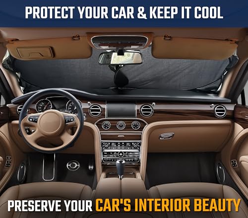 Image of Econour Car Windshield Sun Shade, Automotive Window Sunshade, Universal Fit for Cars SUVs and Trucks, Blocks 99% Heat and UV Rays, Keeps Car Interior Cool, Sun Visor Summer Car Accessory