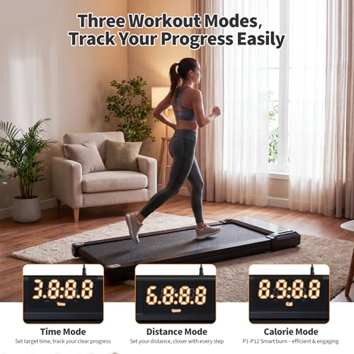 Image of NEWBULIG Under Desk Walking Pad Treadmill, Portable Compact Electric Treadmill with Remote Control, Quiet Fitness Equipment & LED Display for Home & Office, Black&Sliver