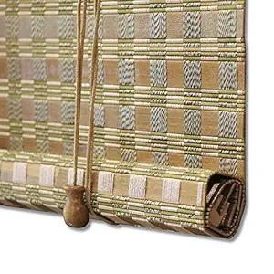 ZY Blinds Bamboo Window Blinds, Light Filtering Roll Up Blinds with Valance, 45