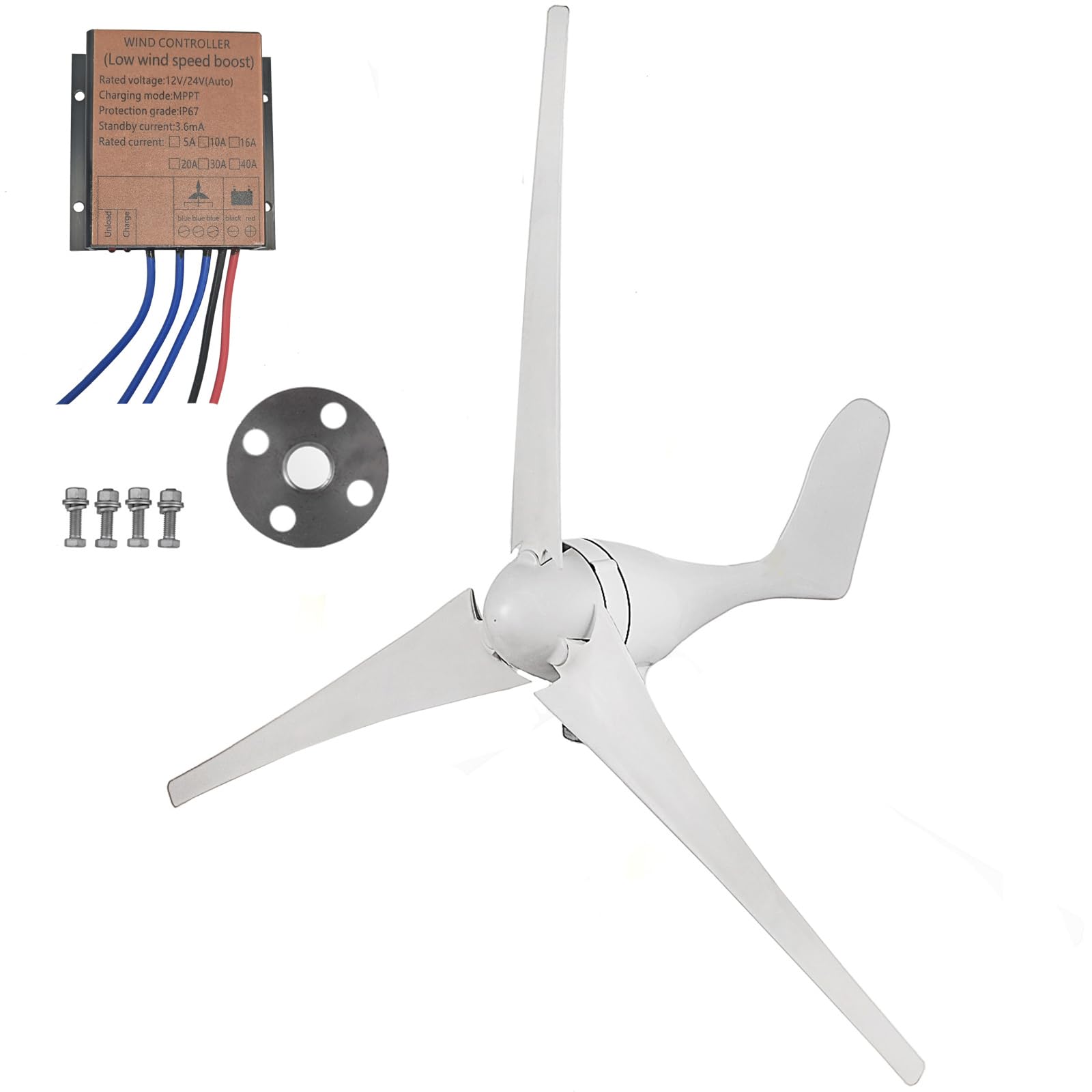 Image showcasing Buy 400W Wind Turbine Generator, 12V Wind Turbine for Off-Grid Power ...
