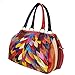 Sibalasi Women’s Multicolor Boston Bag Colorful Tote Leather Bag Unique Genuine Leather Handbag Designer Purse (Leaves)