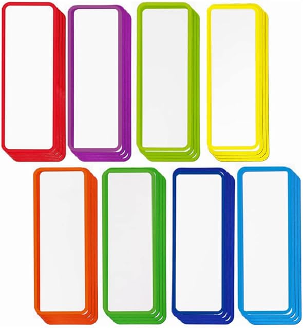 32pcs Magnetic Dry Erase Labels, Reusable Name Tags Magnets for Students Classroom, 8 Color Magnetic Name Plate for Whiteboard Locker Toolbox Refrigerator Shelving School Bus 4" x 2" Each