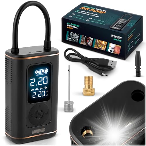 Humberg Compressor Elektrisch Luftpumpe Kabellos - Compresor de aire comprimido, 2500 mAh, negro