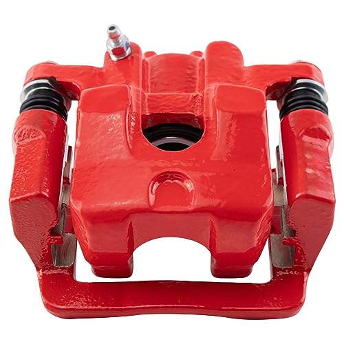 Image of TRQ Rear Left Brake Caliper w /Bracket Performance Red Drivers Side | For 2001-2006 Acura MDX 2003-2008 Honda Pilot