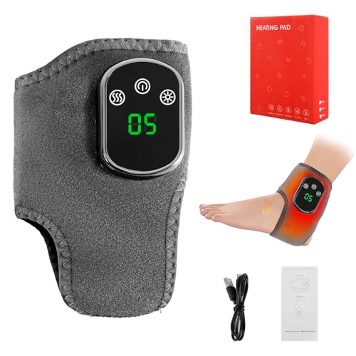 Masajeador de pies portátil eléctrico con 3 modos de vibración y 5 niveles de calor, calentador de pies con masajeador para tobillo, talón, suela (1 unidad)