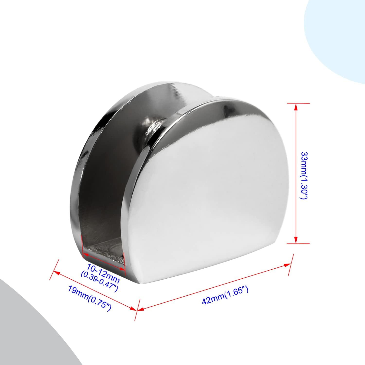 Aopin Glass Shelf Bracket, Adjustable Glass Clips Glass Clamp Brackets, Polished Finish Zinc Alloy, for 10~12mm / 0.39~0.47 inch Thickness Wooden / Acrylic / Glass Shelf, Silver, 10 PCS