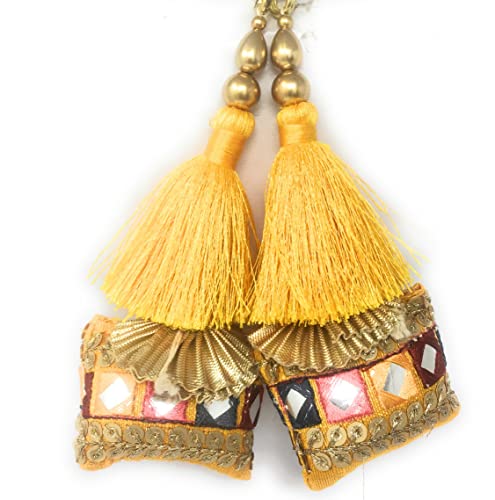 Image of Set of 2 Blouse Latkan (Gray, Gold, Black, Silver, Copper, 12cm Long) (Golden)