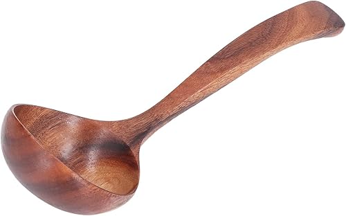 Cucharón de madera para cocinar, mango largo de 10.63 pulgadas, cuchara de madera antiadherente, juego de herramientas de cocina de madera para