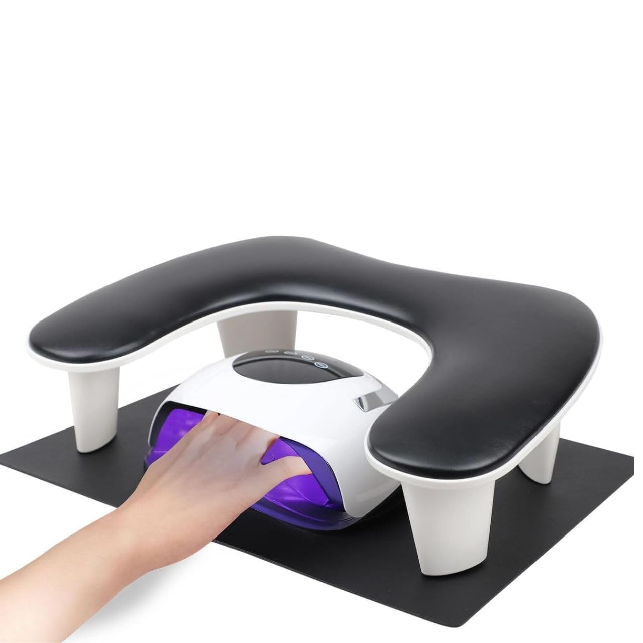 NAILWIND Big Arm Rest for Nails Tech | 2nd Generation U-Shaped Manicure Nail Arm Rest Stand Height Adjustable Armrest Microfiber PU Leather Hand Rest Pillow for Acrylic Nails (Black)-image-11