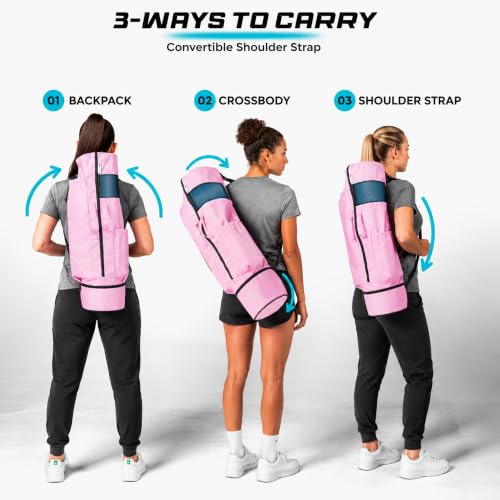 MAGNILAY Expandable Yoga Mat Bag, Adjustable Strap, Pockets, Pink, Large - image 3