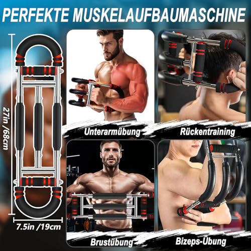 HELISAN Twister Armtrainer Upgrade 3 Federn, 10-60kg/20-130lb Verstellbares Brusttrainer Männer, Brust Trainingsgerät, Tragbarer Brusttrainer, Schulter & Unterarmmuskel Trainingsgerät für Heimübungen