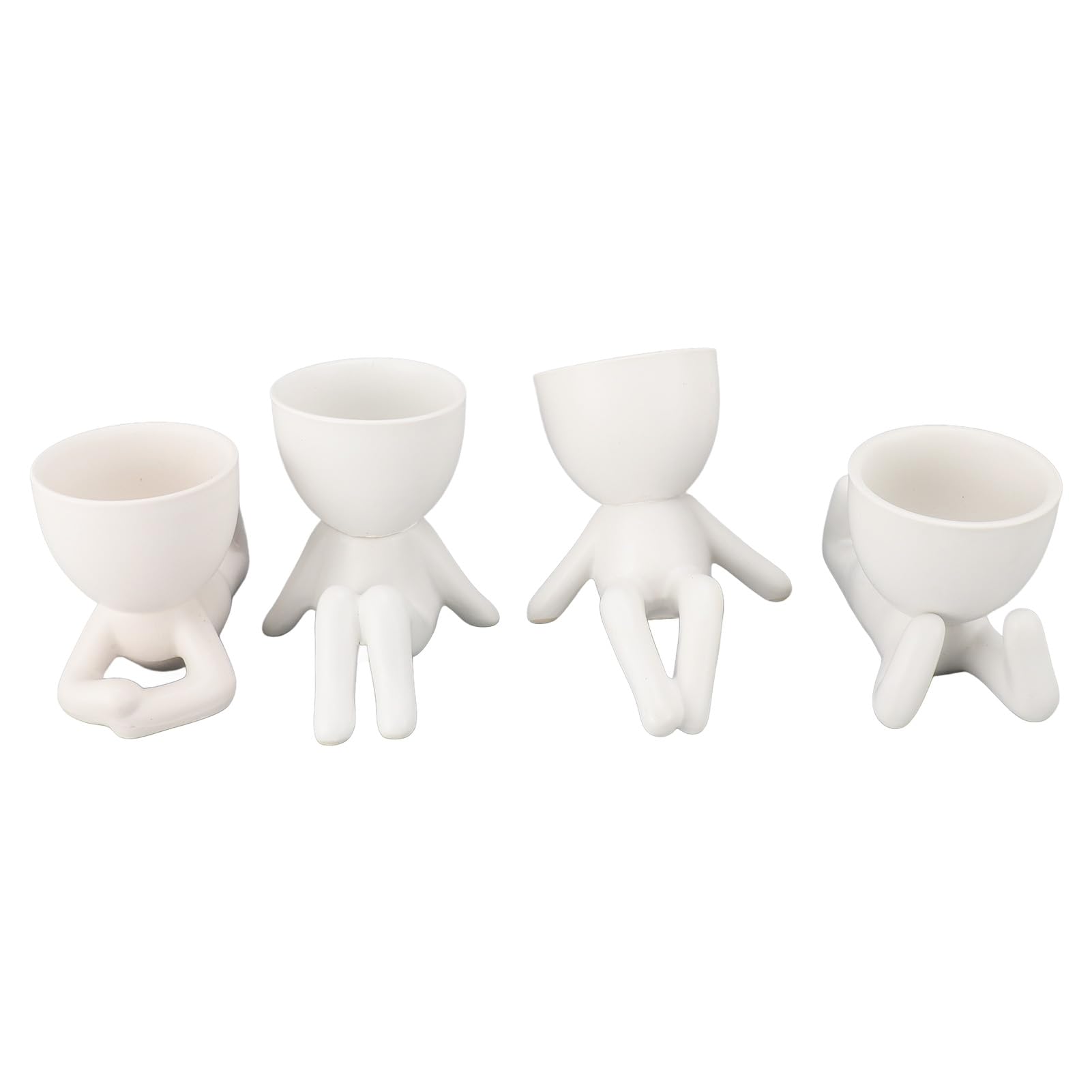 Bonitos maceteros para suculentas, Juego de 4 pequeños maceteros Decorativos Divertidos, expresa tu Estado de ánimo con Dibujos para el hogar, balcón, jardín, Oficina, cerámica,