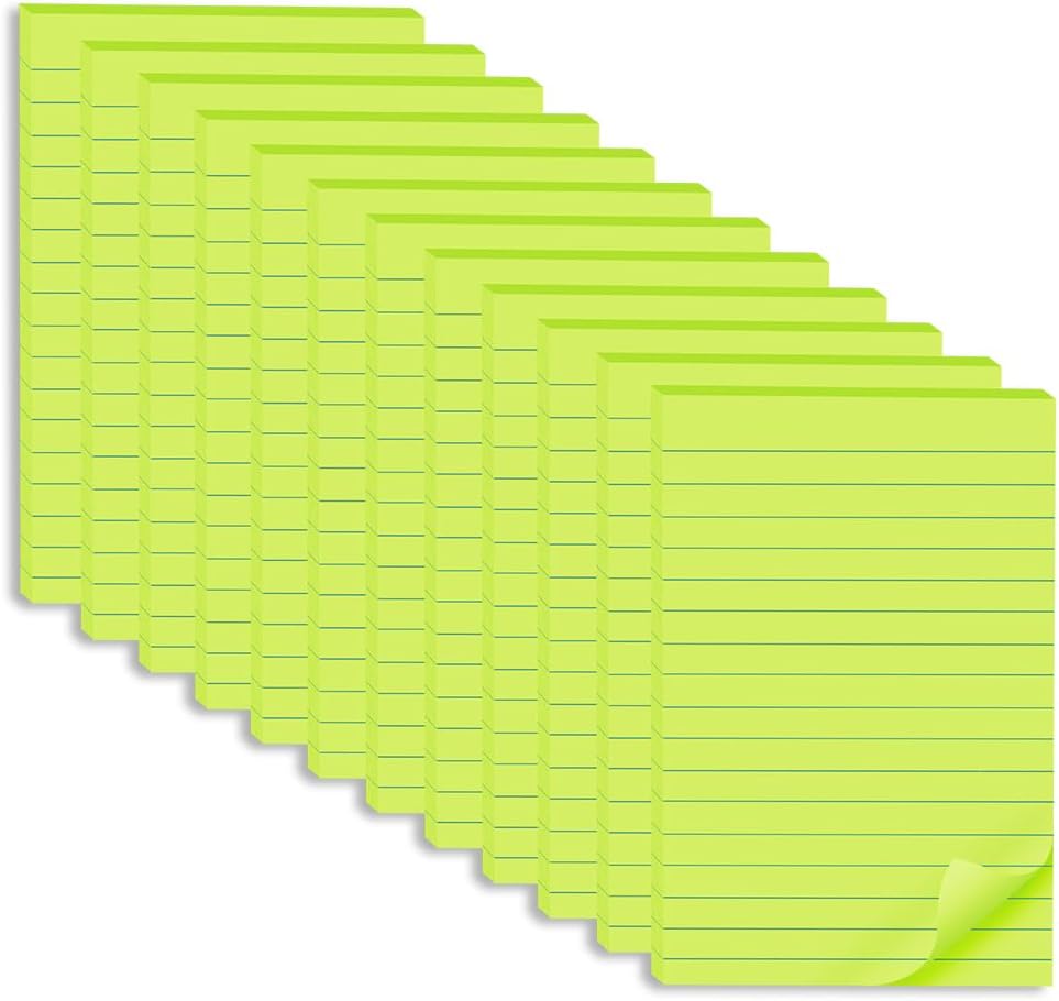 (24 Pack) Lined Sticky Notes 4x6 in,Light Pink Large Notepads with Lines,Ruled Stickies Super Sticking Power,Office School Memo Note Pads,Post on Windows Doors,Recyclable,Easy to Write on
