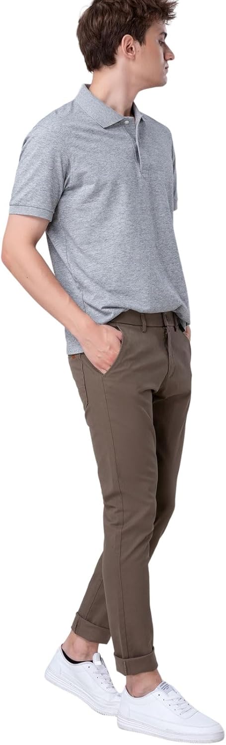 Plaid&Plain Men's Skinny Stretchy Khaki Pants Colored Pants Slim Fit Slacks Tapered Trousers - Image 4