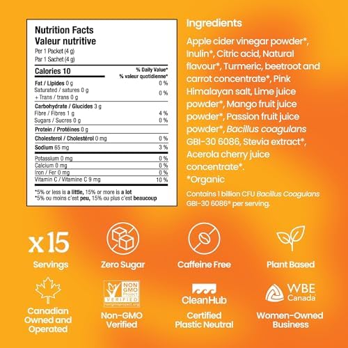 Blume SuperBelly Packets, Sugar-Free, with, Apple Cider Vinegar- Mango Passion Fruit, 15 Sticks - Canadian Brand - 1