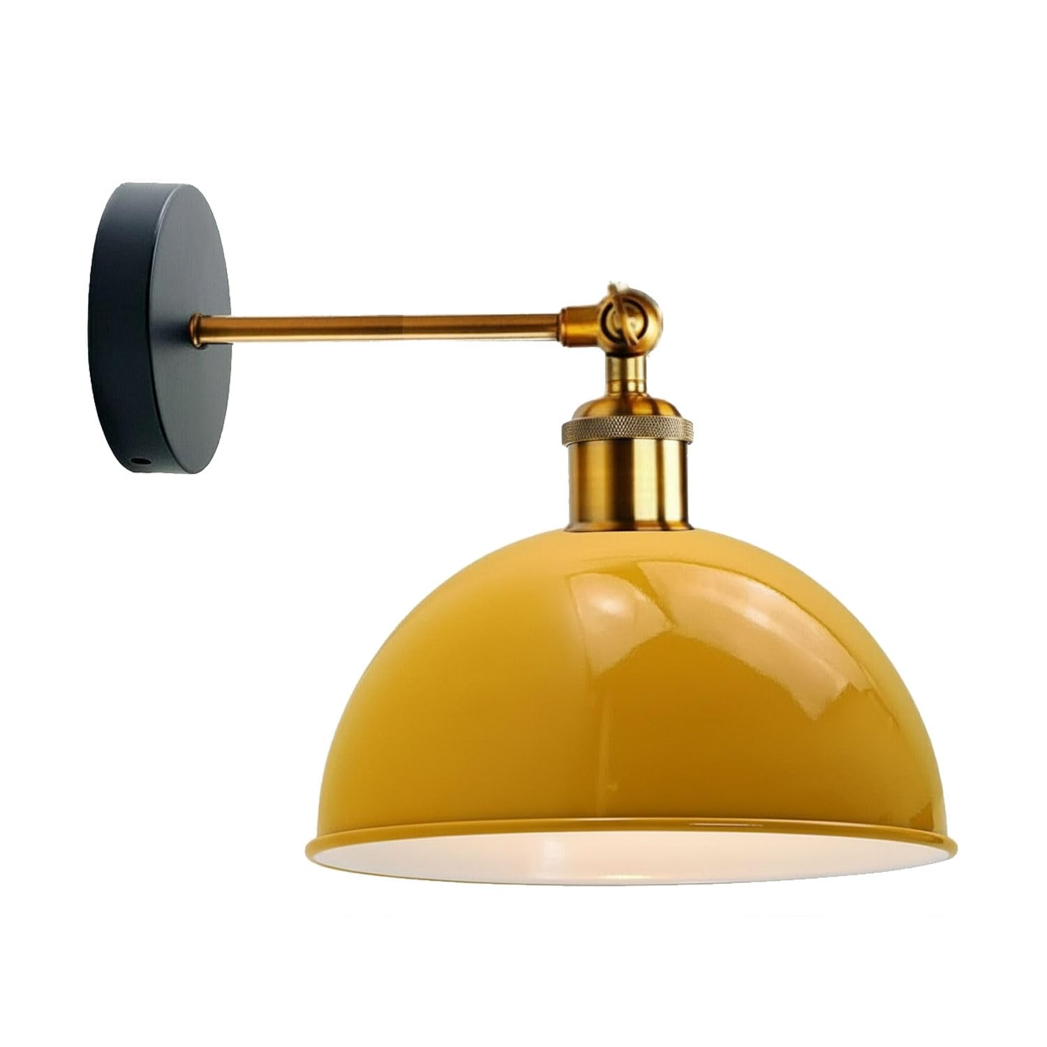 LEDSone Appliques murales vintage Abat-jour Rétro Métal Peint couleur Lampe de Plafon Applique pour chambre à coucher de bar de restaurant (Noir) (Jaune)