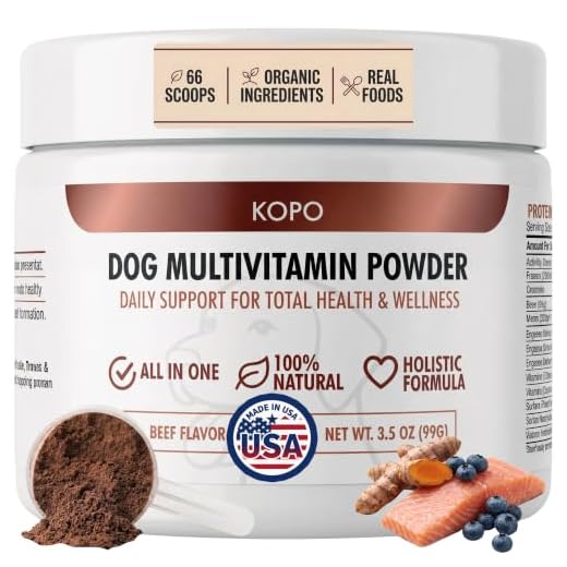 Kopo Dog Multivitamin Powder | Supports Heart, Daily Vitality, Immune Health, Digestion, Skin & Coat and Hip & Joint | for Puppy, Adult & Senior Dogs | Beef Liver Flavor | All Breeds Sizes