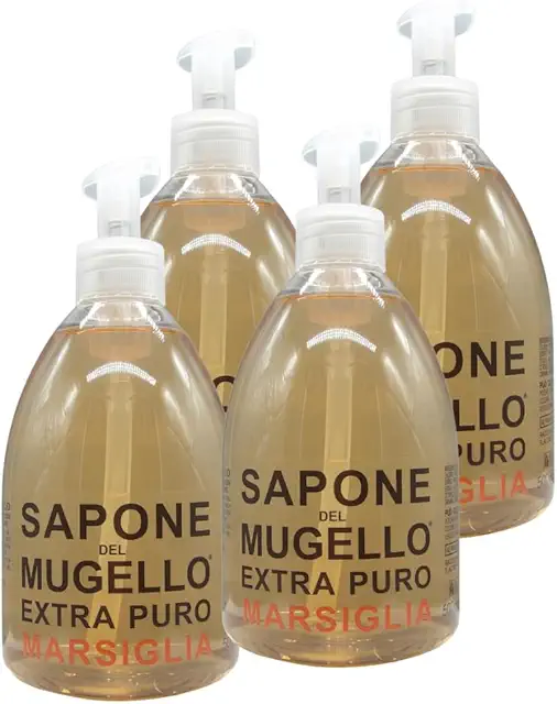 Sapone di Marsiglia Liquido Extra Puro con Estratto Biologico di Foglia di Olivo - 500ml (4 Unità)