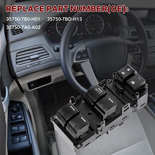 35750-Tb0-H01 Driver Side Master Power Window Switch Replacement For Honda Accord 2008 2009 2010 2011 2012, Replace# 35750-Tbd-H13, 35750-Ta0-A02 #TOP2