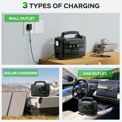 Image of MARBERO Portable Power Station 155Wh Camping Solar Generator 100W with AC DC and USB Outputs LED Fast Charge for Outdoor Adventure Hiking RV Home Blackout Backup CPAP Emergency (Solar Panel Optional)