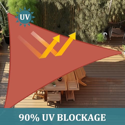 Shade&Beyond WP-1 Waterproof Sun Shade Sail 16'X16'X16' Triangular Rust Red Shade Sail thumb #3