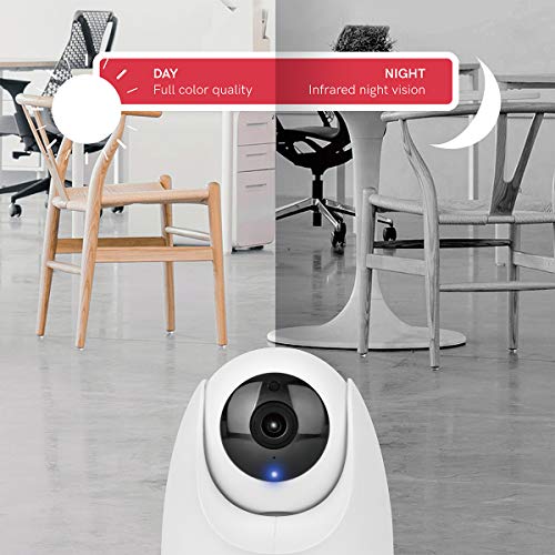 Konnek Stein Wireless Security Camera, Wifi Home Security Systems 360 Degree Monitoring, Hd 1080P Motion Detection, Night Vision, Remote Control, Two-Way Audio, With Tf Card Slot And Cloud (White) #TOP2