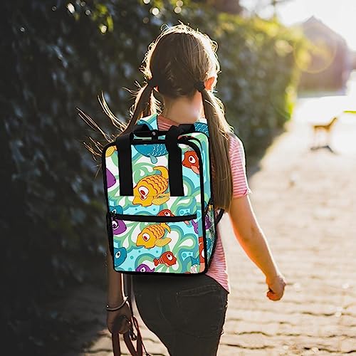 Sac à dos pour garçons avec bretelles réglables motif poisson multicolore - 7