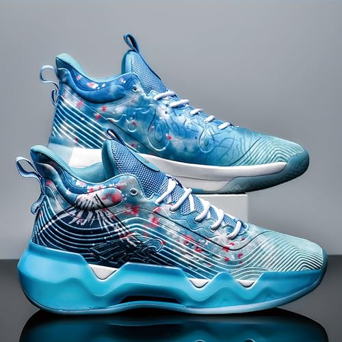 Men's High-Top Basketball Shoes Anti-Slip and Wear-Resistant Soles Running Shoes Graffiti Design Fashionable Sports Shoes2