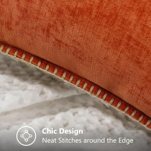 Image of decorUhome Soft Chenille Throw Pillow Covers 22x22 Set of 2 Rust