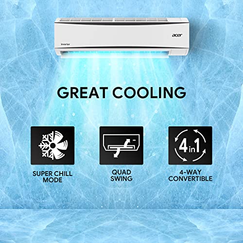 Image of Acer 1.5 Ton 5 Star Halo Cool Series Inverter Split AC (Copper, AiSense, Four-Way Convertible, Quad Swing, MicroFilter, Auto-Clean, AR15SIN5GMGT, White)