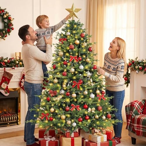 Árbol de Navidad artificial de 180 cm iluminado con 1000 ramas plegables para decoración 4