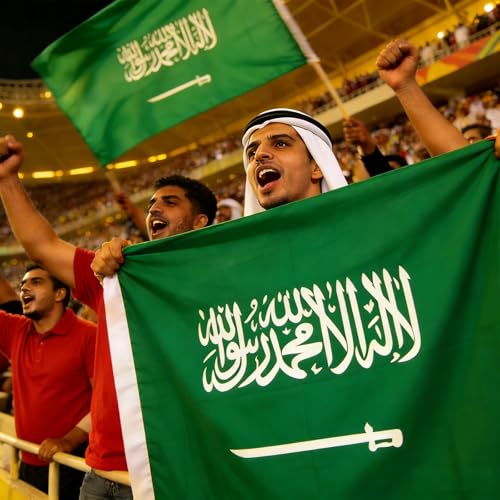 Image of Ahfulife Saudi Arabia Flag 3x5 Ft, 2 Pcs Large Saudi Arabian National Flags for Outdoor Indoor, Double Sided with Brass Eyelets for World Cup, National Day, Party, Garden, Bar, Street Decor