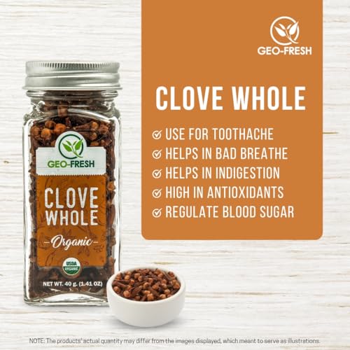 image for Geo-Fresh Organic Whole Clove, 1.41 oz (40g), Non-GMO, Kosher, 100% Or