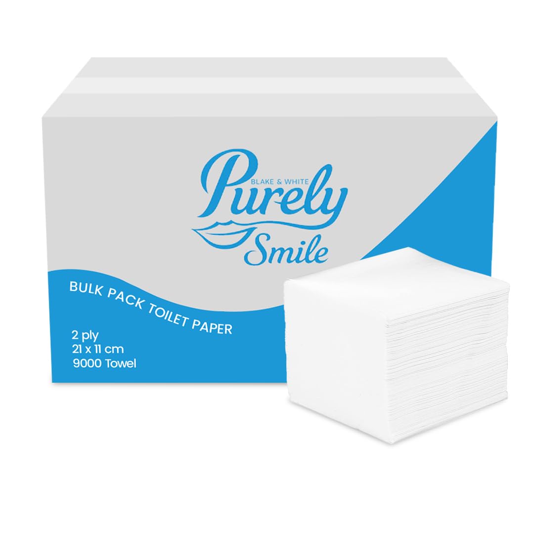 Blake & White Purely Smile - Carta igienica a 2 veli, confezione da 9000 fogli