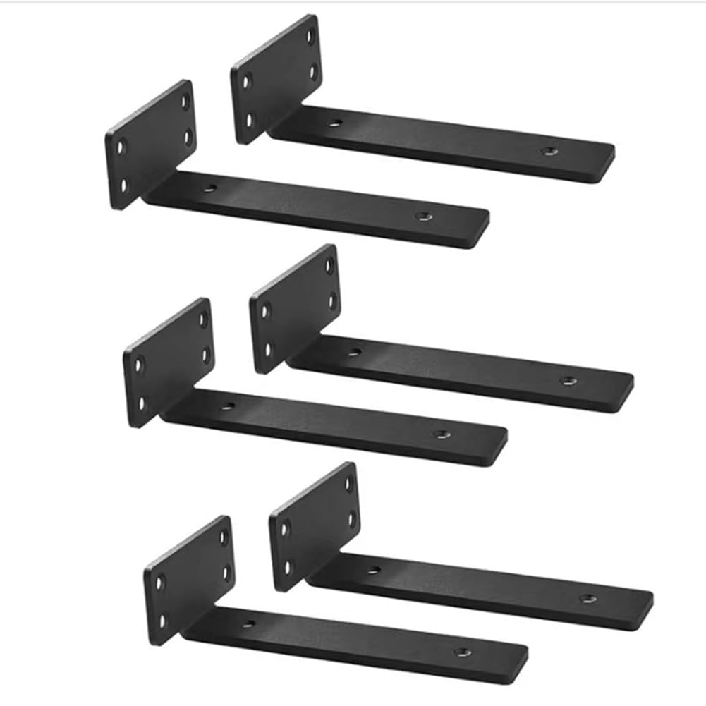 Littimoon 6PCS 12inch Floating Shelf Brackets Heavy Duty Shelves Brackets 1/5 Inch Thicked L Brackets for Shelves Support Black