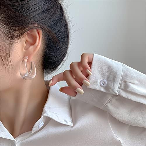 Colorful C shape Hoop Earrings for Women Resin Acrylic Y2k Multicolor Chunky Big Lightweight Jewelry - Image 5