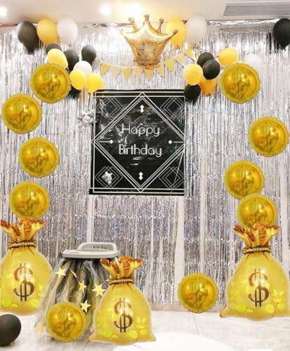 Wallet Balloons Gold Coin Balloons Ideal Decor for Gold Rush Themed Parties/New Year/Christmas/Halloween//Birthday /Wedding/Anniversaries/retro parties/college entrance/graduation parties13pcs - Image 5