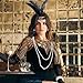 10 Pieces 1920s Flapper Gatsby Accessories Set Fashion Roaring 20's Theme Set with Headband Headpiece for Women Black