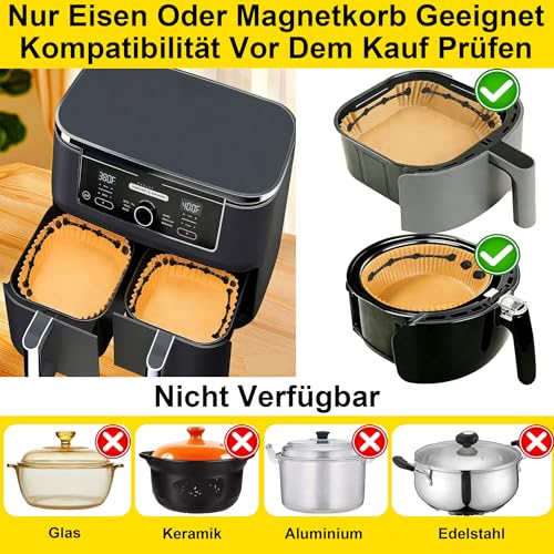 Magnete für Airfryer Backpapier, 8 Stück Silikon Befestigung für Heißluftfritteuse Zubehör - Verhindern Backpapier von Abdeckung Lebensmitteln, Passend für Ein- und Doppelkorb Airfryer