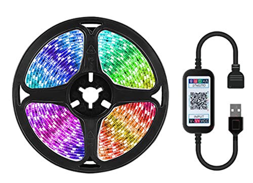 DIGISHUO RGB 2M LED Strip Lights IP65 Waterproof 5050LED 120LEDs 5V USB Bluetooth Control for Bedroom TV Party