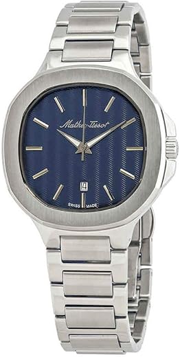 Mathey-Tissot Stainless Steel Evasion Blue Dial Men’s Analog Watch H152Abu, Band Color-Silver