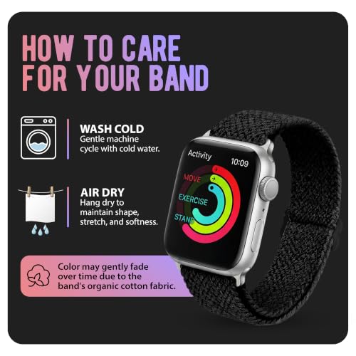 Braxley Bands - Organic Cotton Watch Bands For Women and Men, Compatible With All Apple Watch Sizes and Series - Washable, Sweat-Absorbent, Breathable Fit, Elastic Smart Watch Bands by Braxley - Used condition - Image 4