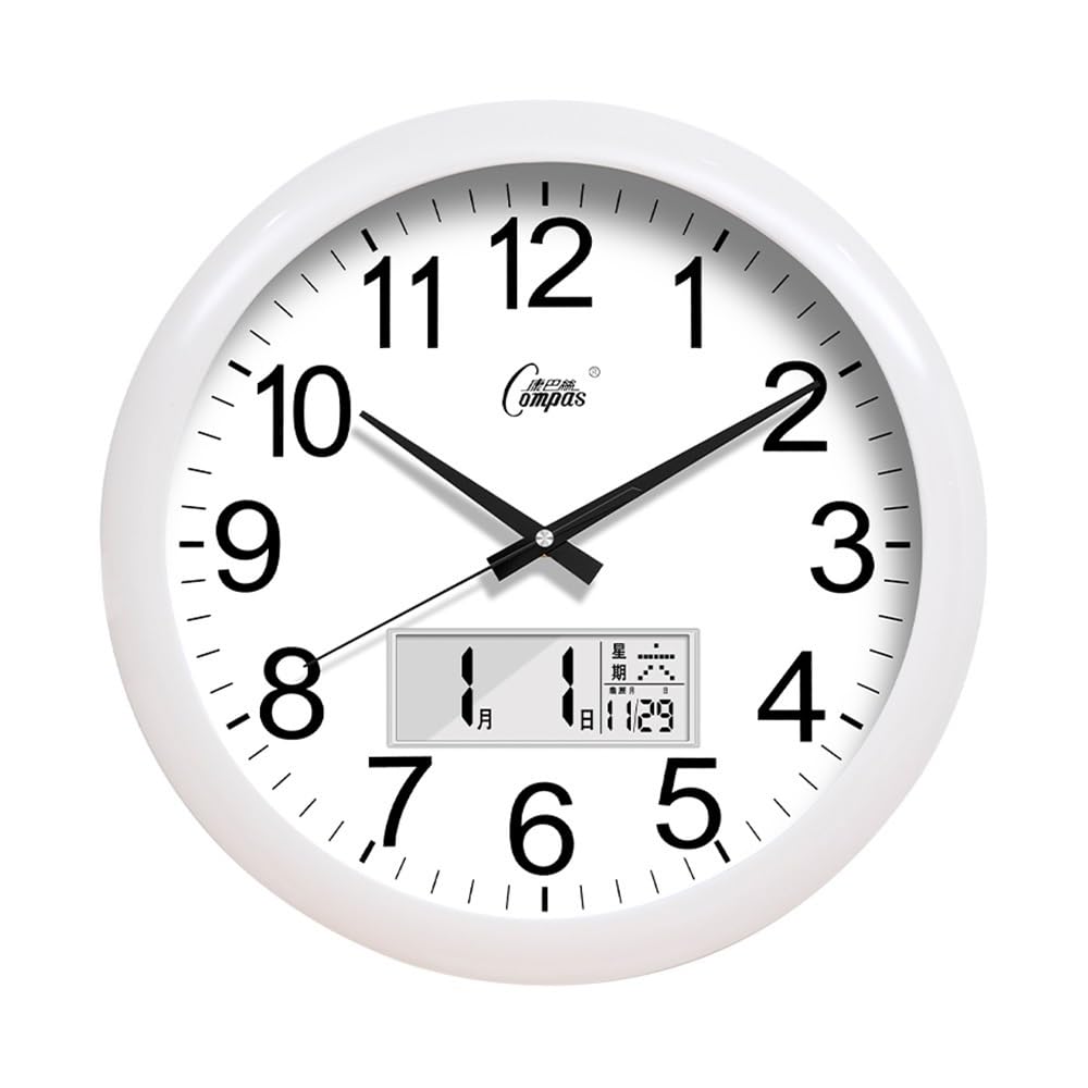wanduhren 38 cm leise Wanduhr for das Wohnzimmer mit Datum, Moderne minimalistische nordische kreative Quarzuhr for Zuhause