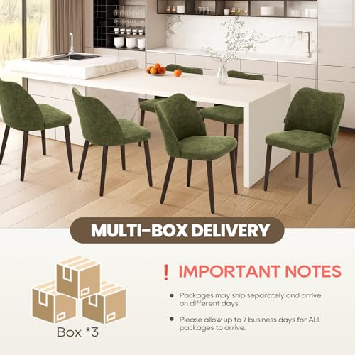 Image of Wooden Dining Chairs Set of 6, Upholstered Kitchen Dining Room Chair, Modern Farmhouse Dinner Chair for Restaurant & Cafe, Green