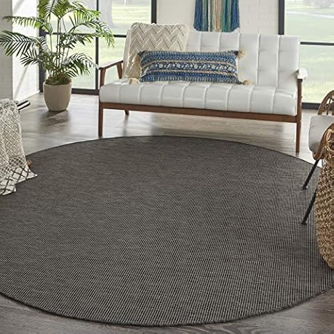 Nourison Positano Indoor/Outdoor Charcoal 8' x round Area Rug Cover