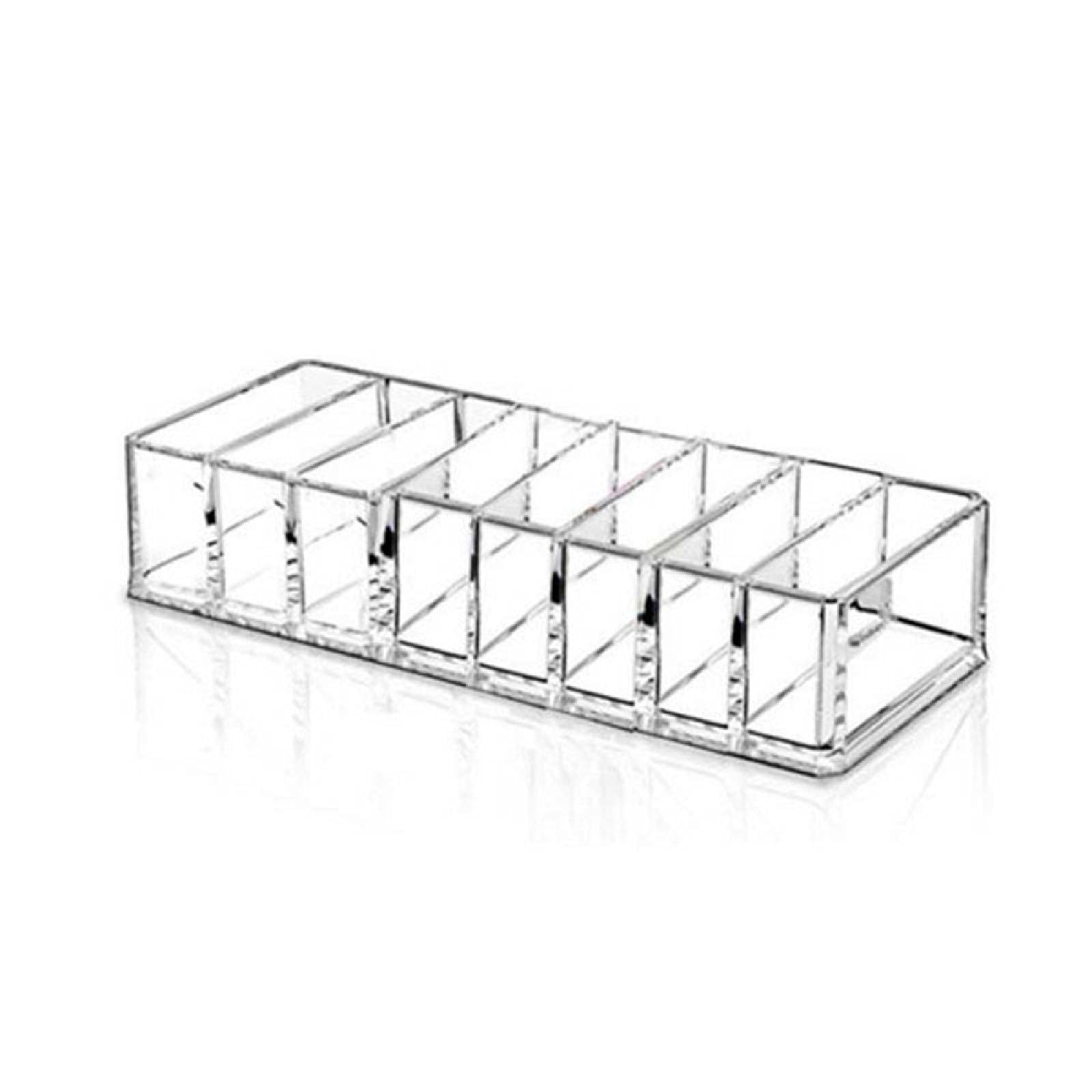 TopHomer - Organizer compatto in acrilico, con 8 scomparti per ombretti, fard, cipria, rossetto, comò e bagno (21,5 x 9 x 4,5 cm), 4 pezzi