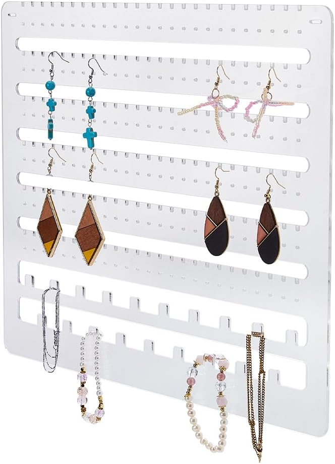 DICOSMETIC Acrylic Hanging Earring Organizer Wall Mounted Jewelry Organizer Hanging Jewellry Storage Board Large Capacity Jewelry Holder for Earring Stud Bracelet Necklace Rings Storage, 29x37cm