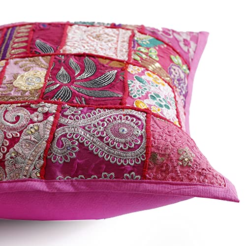 Image of Ravaiyaa - Attitude is everything Set Of 2 PC Home Sofa Decor Cotton Cushion Cover, Handmade Khambadiya Patchwork Pillow Case, Embroidery Cushions