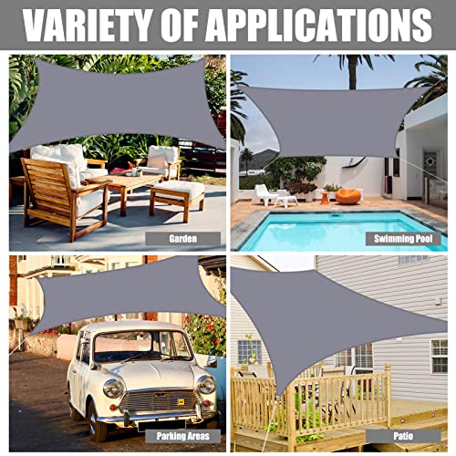 Neween Waterproof Shade Sails,Rectangle UV Block Light Grey Sun Shade Sail, Canopy for Outdoor Patio and Garden, Yard Activities (10'x13') by Neween - Used condition - Image 6