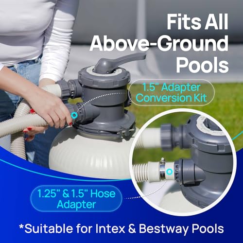 Image of AQUASTRONG 14in Sand Filter Pump for Above Ground Pool, 2 /3 HP Pool Pumps Above Ground 3000 GPH for Pools up to 13000 GAL, Sand Pool Filter with 6-Way Valve, Improved Circulation and Filtration